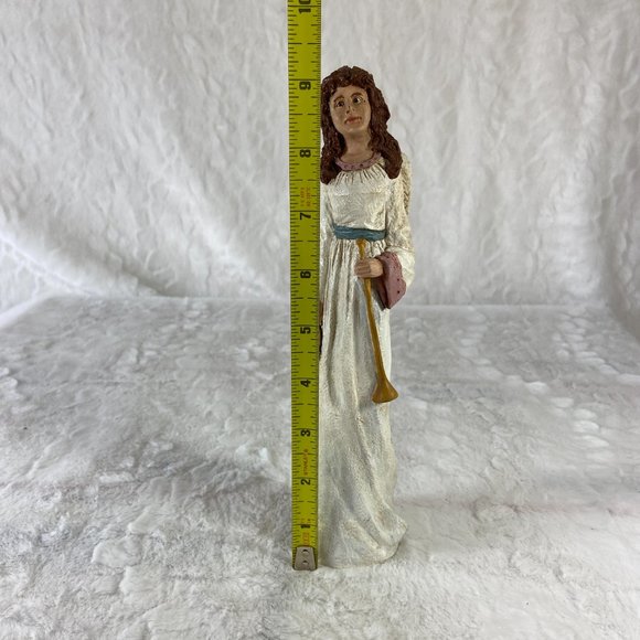 TNT 1993 Item 3531 Painted finished Pecan Resin Angel with Horn - Picture 9 of 10